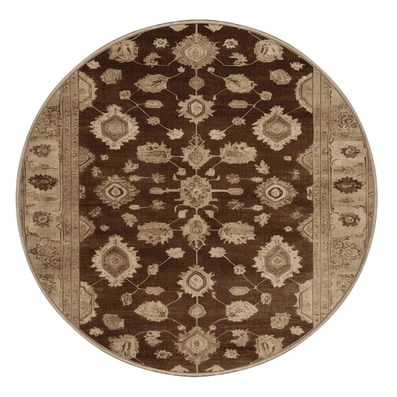 Machine Washable Overdyed Beige Area Rug, Round 6'