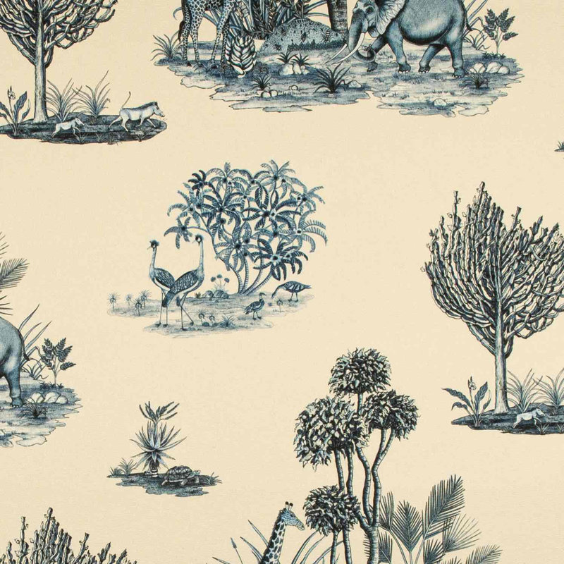 Ardmore Linen Fabric, Blue/Gold