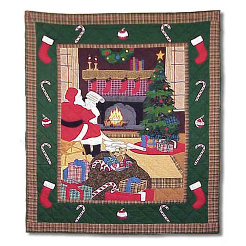 Santa By The Fireside Quilted Throw Blanket