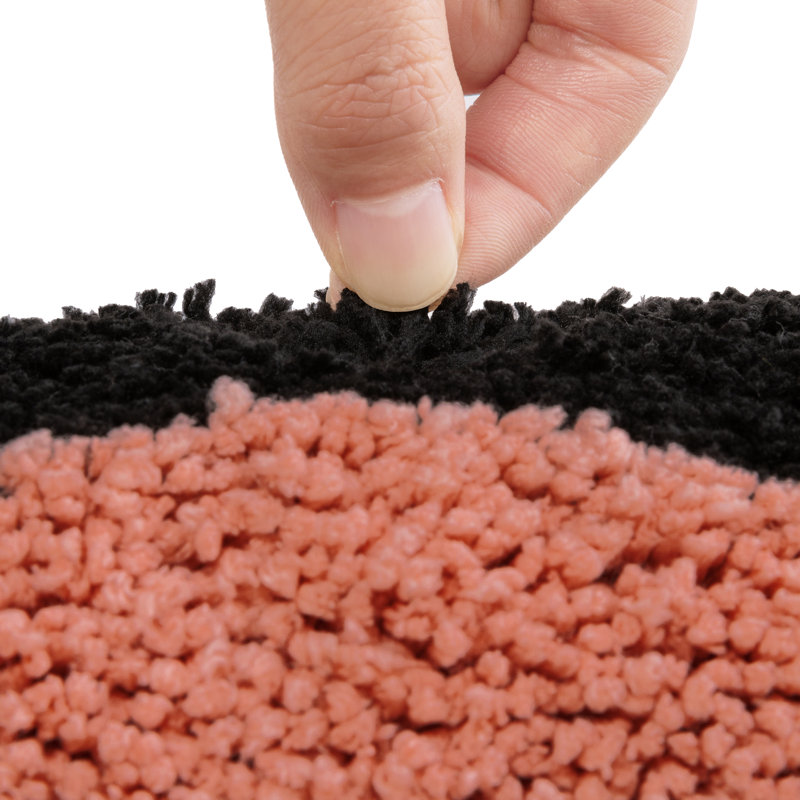 Kayliee Microfiber Non-Slip Bath Rug Set with Contour Mat, Black