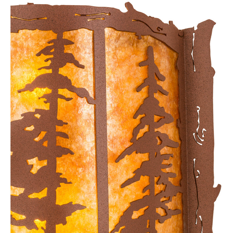 Rustic Amber Mica 2-Light Wall Sconce with Rust Finish