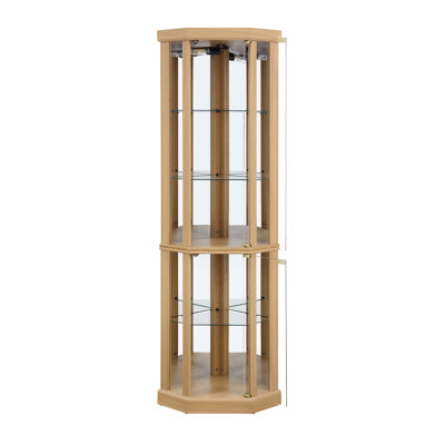 Corner Lighted Curio Cabinet Corner Glass Cabinet Corner Display Case Bar Glass Storage Light Included