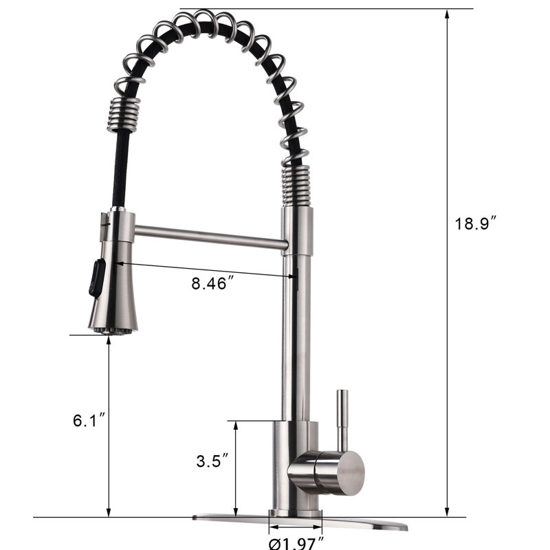 Stainless Steel Kitchen Faucet In Brushed Nickel Finish - To Fingerprints And Scratches Pull Down Spray For Efficient Tasks Rust Corrosion With Aerated Stream Powerful Rinse All Cleaning Purposes