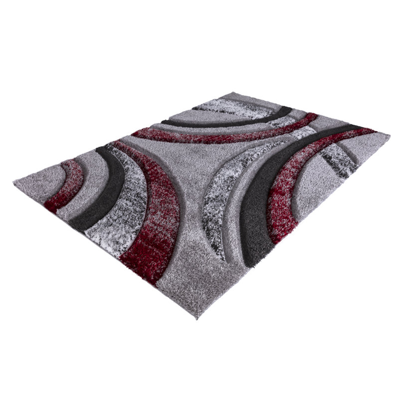Tapis décoratif gris clair abstrait Anello, Rectangle 5 pi 3 po x 7 pi 7 po