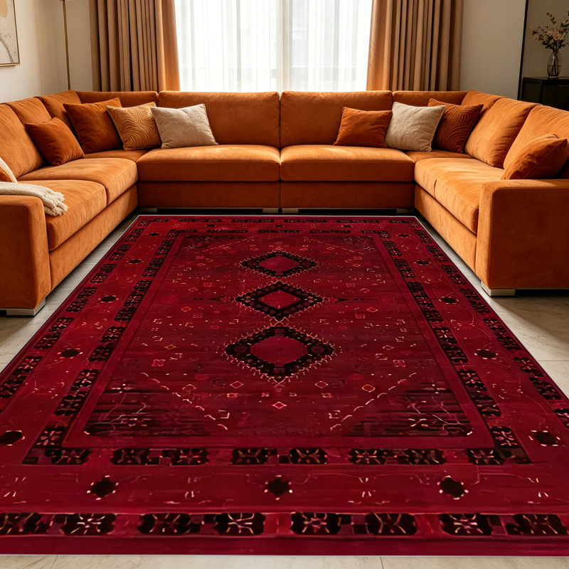 Vintage Persian Medallion Red   area rugs for Living Room, Soft and Comfortable, Suitable for all seasons, easy to maintain, machine washable Indoor floor mat, Under Table Farmhouse suitable for Bedroom, Dining Room, Study,  Balcony, Home Decor Patio