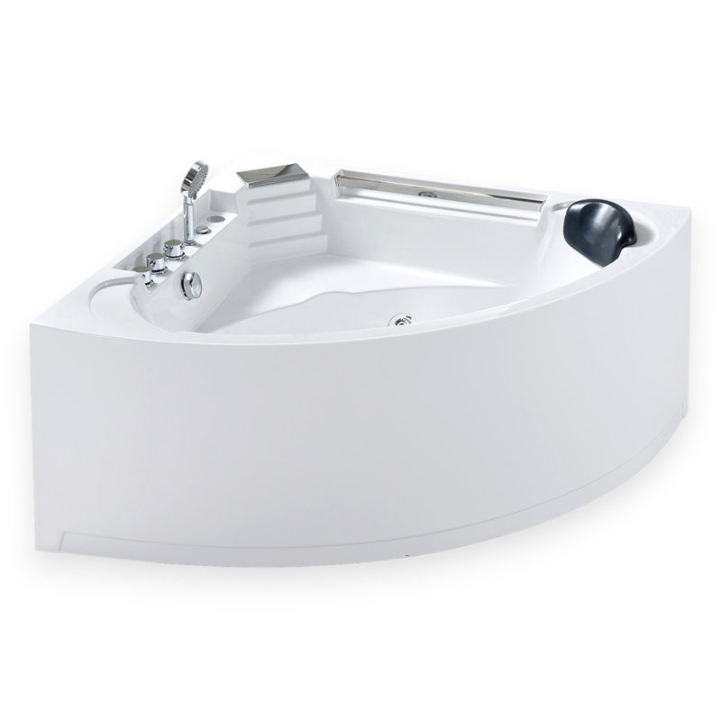 DAISY 53" x 53" White Corner Whirlpool Bathtub with 6 Jets