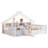 Full Size Floor Bed with Light, Wood Floor Bed with Storage Bookshelves, Floor Bed with Roof Shape for Kids,White-1718051479-1718051476