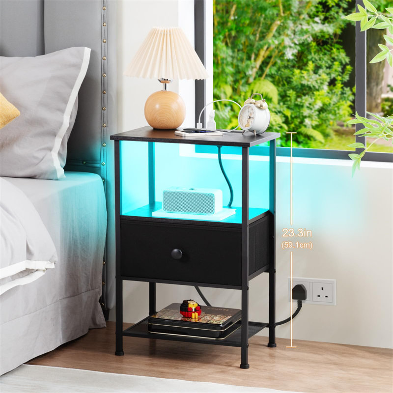 38.9cm W Metal Bedside Table