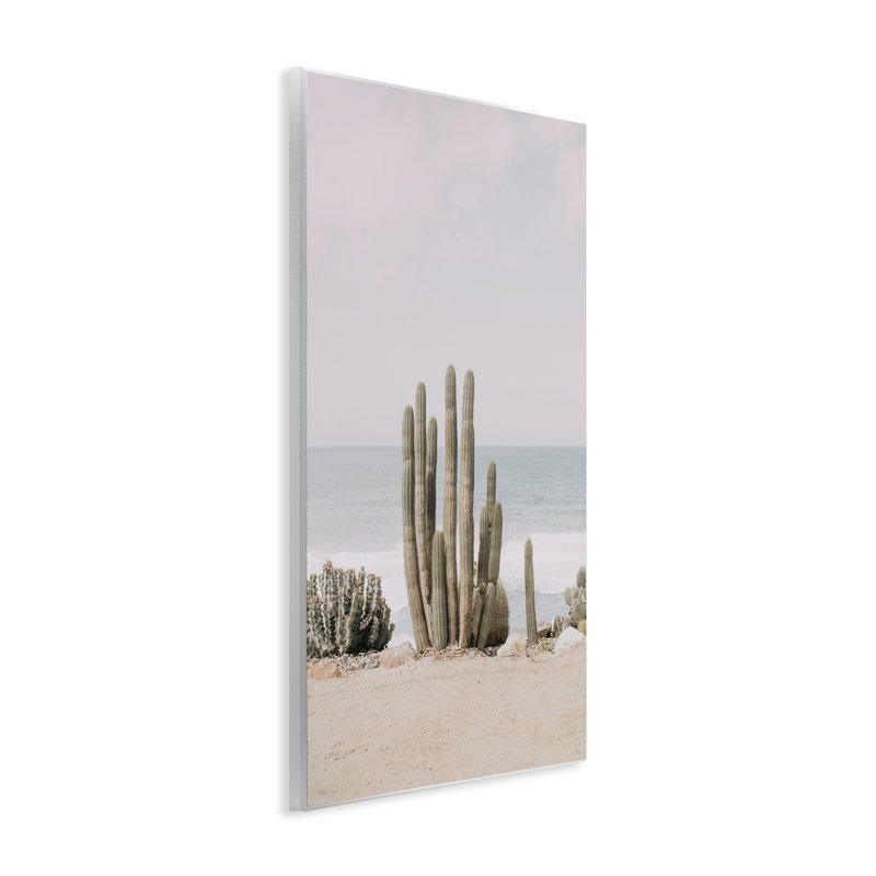 Cactus sur la plage, art mural par Sissi et Seb, H 15 po x l 10 po