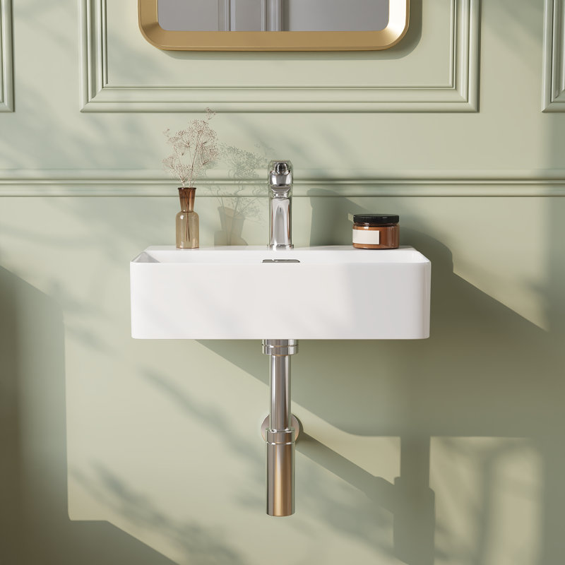 DeerValley 460mm L x 305mm W White Ceramic Rectangular Sink with Overflow