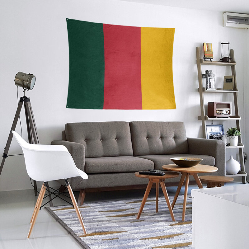 Tapisserie de polyester Minnesota, H 88 po x l 104 po, Vert forêt / rouge Iron Range / récolte dorée