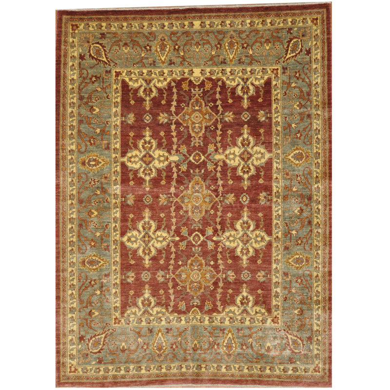 Tapis oriental rouge / jaune en laine noué à la main Faith-Marie