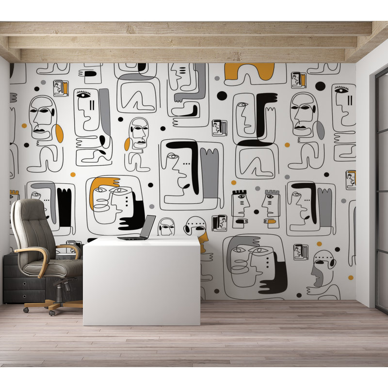 Papier peint de qualité supérieure - visages abstraits, L 40 po x l 60 po