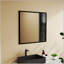 Cadre de miroir carré en aluminium noir de 32 pouces pour la salle de bain et le couloir, fixation murale facile et conception durable