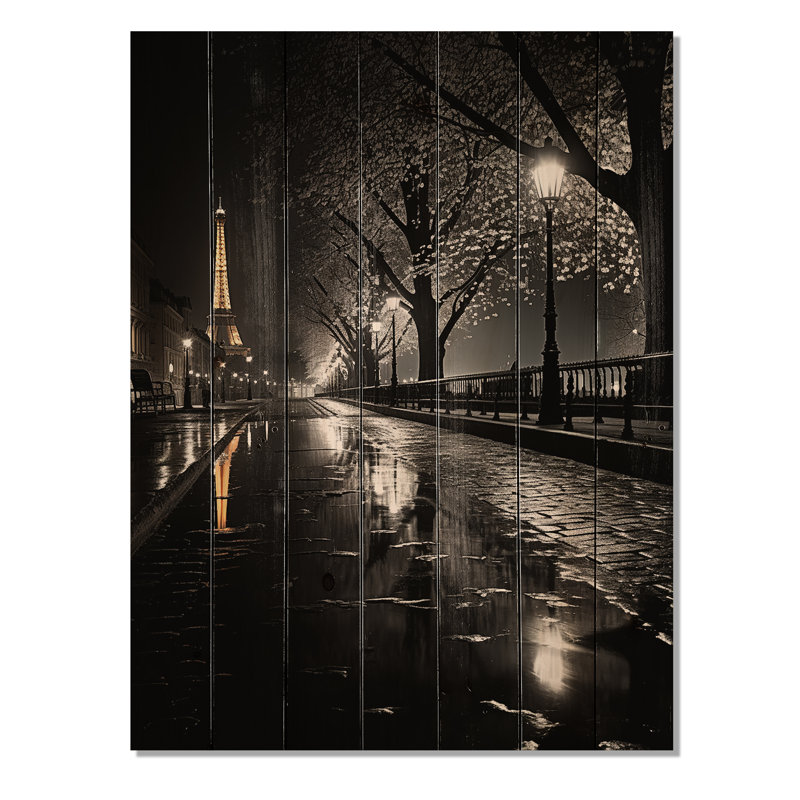 Parisien au clair de lune I sur bois, H 40 po x l 30 po x P 0,78 po