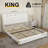 Modern Wingback Upholstered Platform Bed Frame With Galaxy Projector, LED Bed Frame, Sturdy Noise Free Design, Headboard With Star Accents, Easy Assembly, No Box Spring Needed, Keyt-1594219914-1594219913