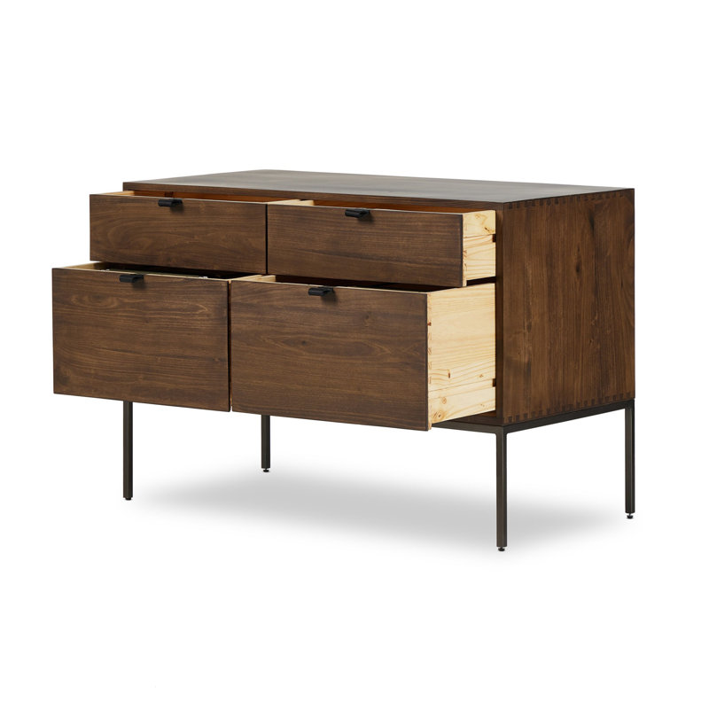 Trey 4 - Drawer Solid Wood File Cabinet, Brown