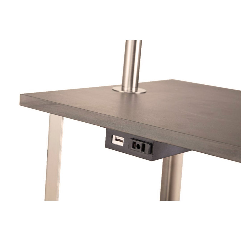 Lampe de table d'appoint carrée 58 "de haut" Dru "avec charge et port USB, argent