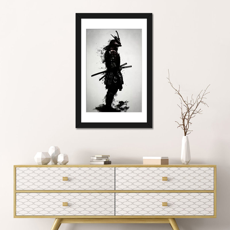 «Armoured Samurai», impression sur toile, Papier d'art encadré noir, Blanc, H 24 po x l 16 po x P 1 po