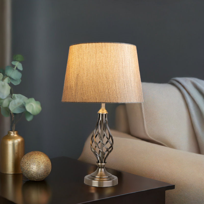 Cortaro 49cm Barley Twist Metal Table Lamp, Antique Brass, Gold
