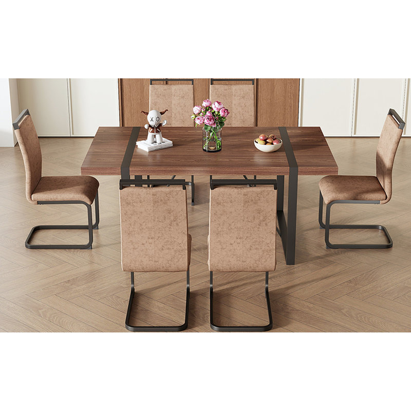 Ensemble de table de salle à manger et de chaises Modern Modern, 7 pièces : table, 6 chaises
