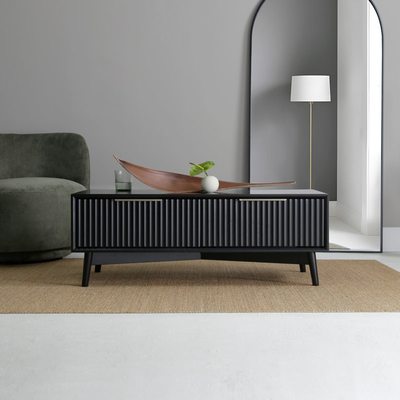 Four Leg Coffee Table with Storage, Black
