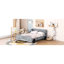 Lit plateforme gris en forme de voiture avec roues robustes - Option de chambre à coucher confortable pleine grandeur et pratique-1335130128-1335130130