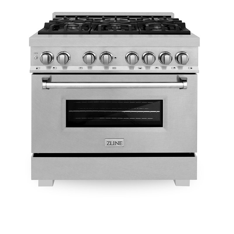 ZLINE 36" Legacy Dual Fuel Range, Brass Burners Satin Stainless Steel