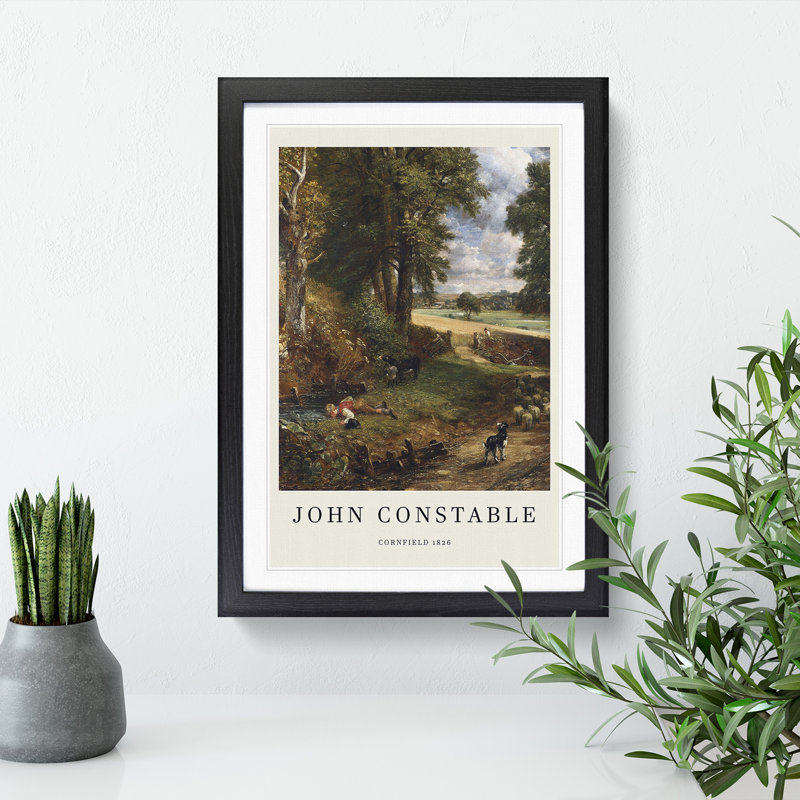 The Cornfield by John Constable - Picture Frame Painting, Black Framed, 65cm H x 48cm W x 2cm D