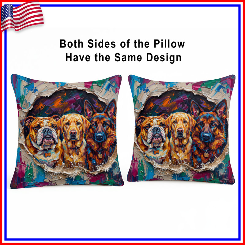 Coussins Bulldog Labrador, 26 x 26 inches
