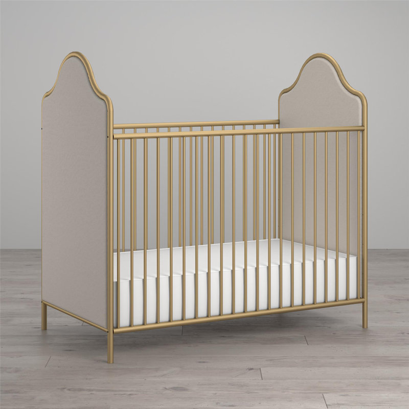 Lit de bébé rembourré convertible 2-en-1, Doré