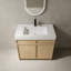 Meuble-lavabo avec lavabo en résine et tablette réglable. Armoire en contreplaqué de style moderne. Lavabo d'armoire autoportant à fermeture en douceur 36 po. Fonction, style. Base-2091707235