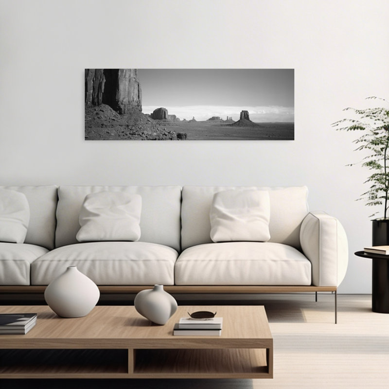 Rock formations on a landscape Monument Valley Arizona USA 1 Piece Wrapped Canvas Panoramic Wall Art