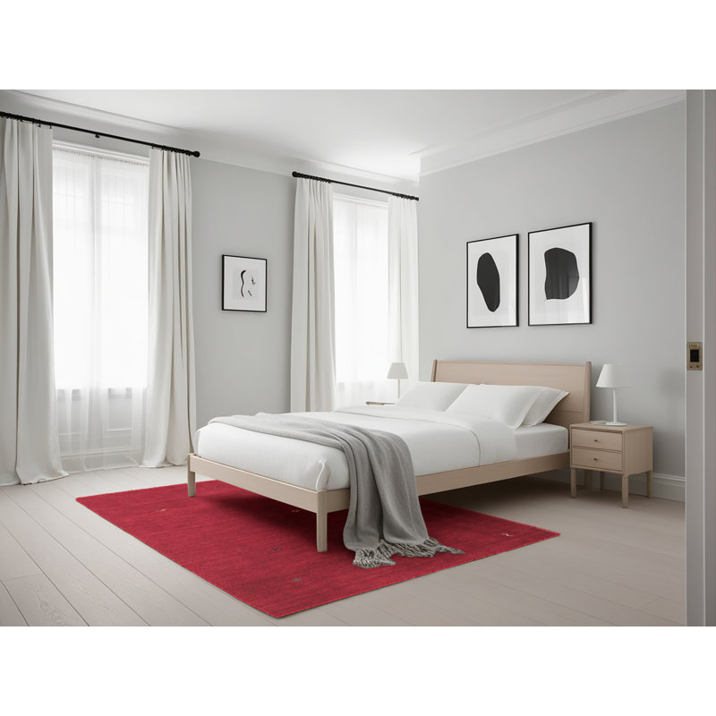 Tapis de zone rouge contemporaine, Rectangle 5 pi x 7 pi