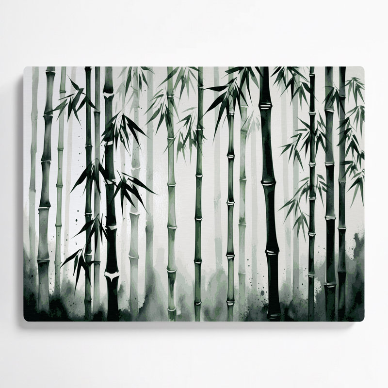 Art mural en métal botanique vert bambou, H 132 po x l 168 po x P 0,05 po