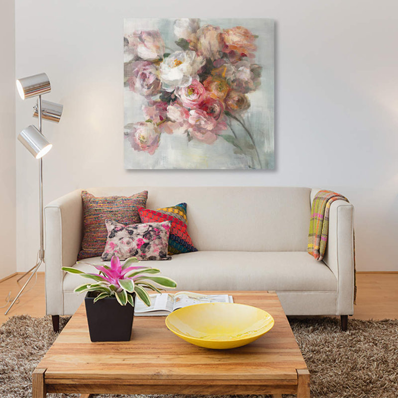«Blush Bouquet» par Danhui Nai - reproduction d'art sur toile tendue avec châssis, H 18 po x l 18 po x P 1,5 po, Toile tendue