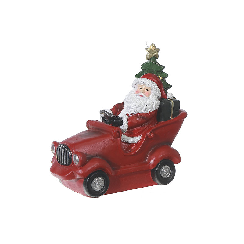 Grand père Noël conduit en polyrésine sur voiture
