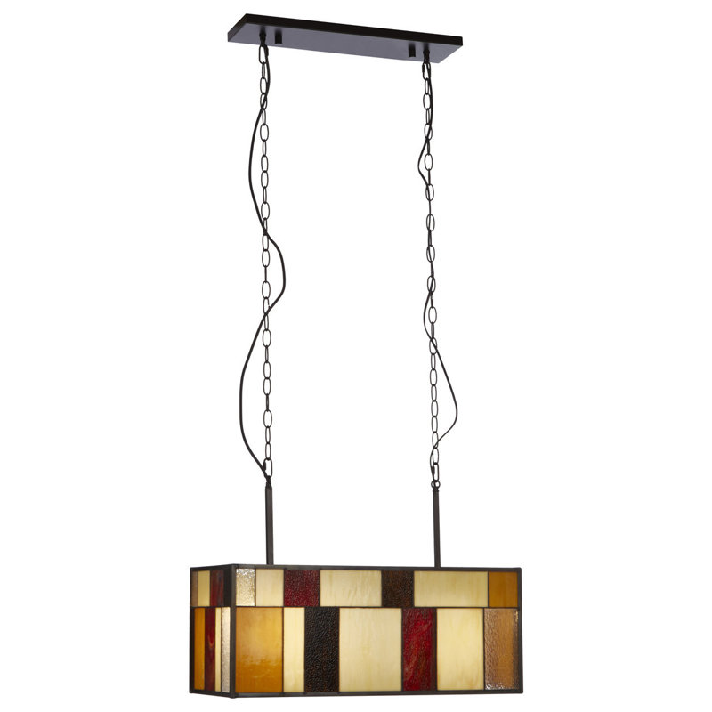 Mundelein 2 - Light Brown/Red/Cream Square/Rectangle Pendant