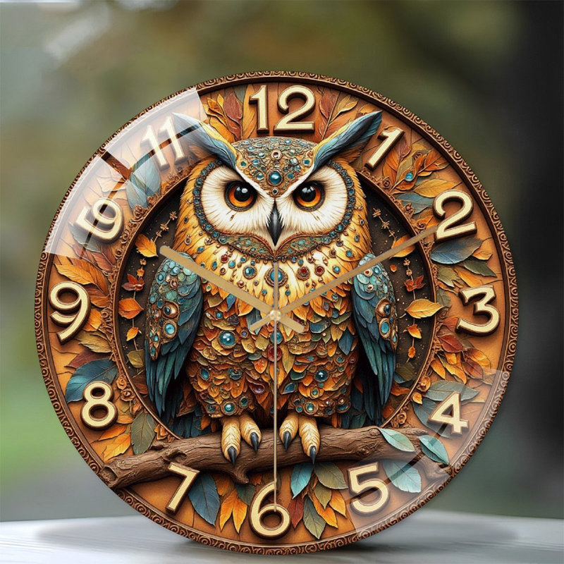 Horloge murale hibou 12 po