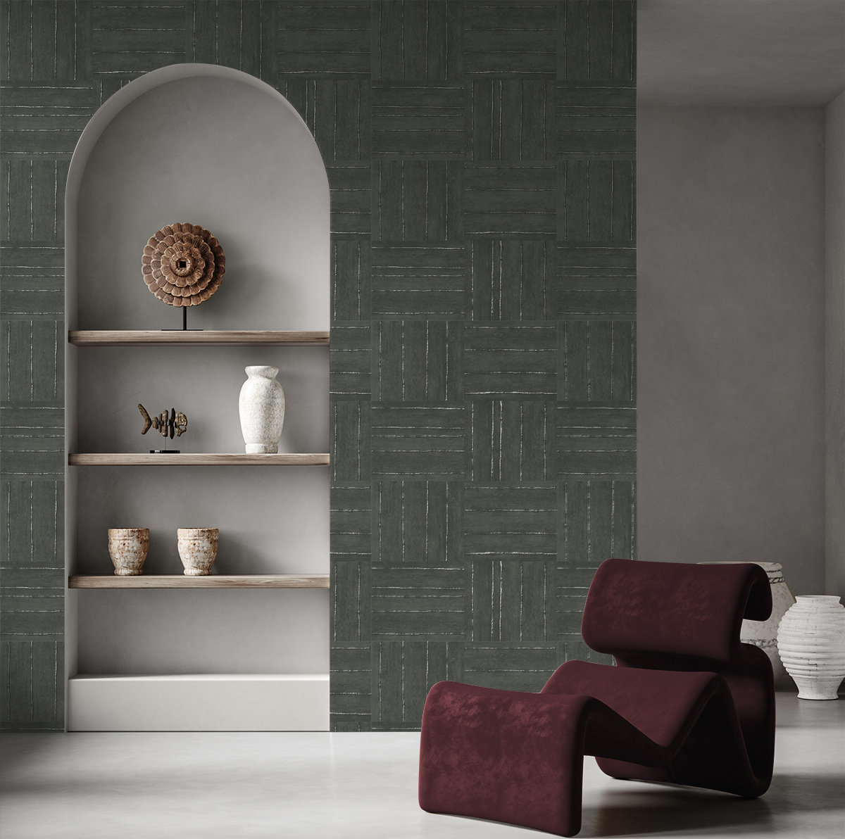 Lianna Geometric Wallpaper, Graphite