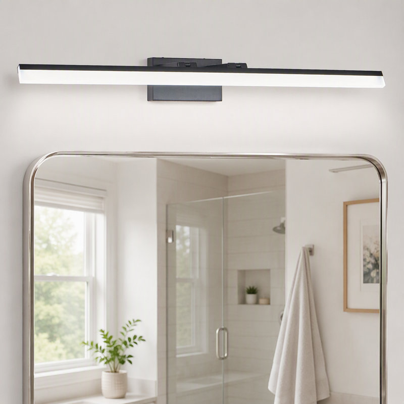 Applique murale à DEL moderne pour salle de bain – Élégante applique en métal noir pour miroir, garde-robe ou lavabo