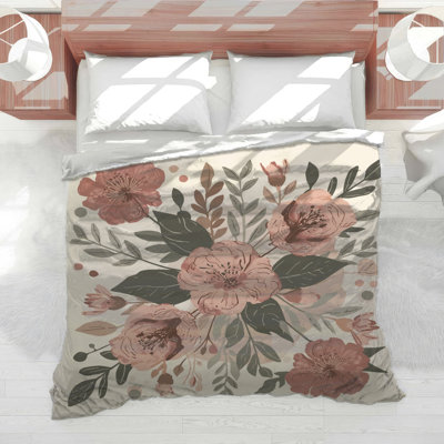 Édredon rose à motif floral