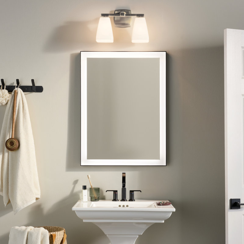 14.25" 2-Light Vanity Light with Water Glass, Brushed Nickel, Opal Etched