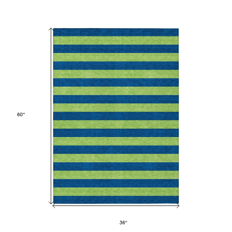 Tapis extérieur lavable antidérapant à rayures bleu marine 3 pi x 5 pi