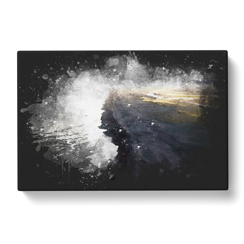 The Black Sand Beach in Iceland Paint Splash - Wrapped Canvas, 35cm H x 50cm W x 3cm D