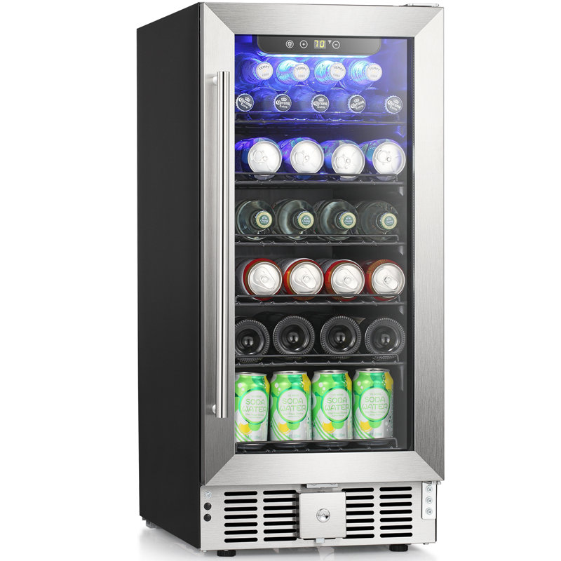 15 Inch Compact Wine Cabinet -2.9 Cu.ft. Large Capacity, Safety Lock+led Light, Can Be Embedded In Design