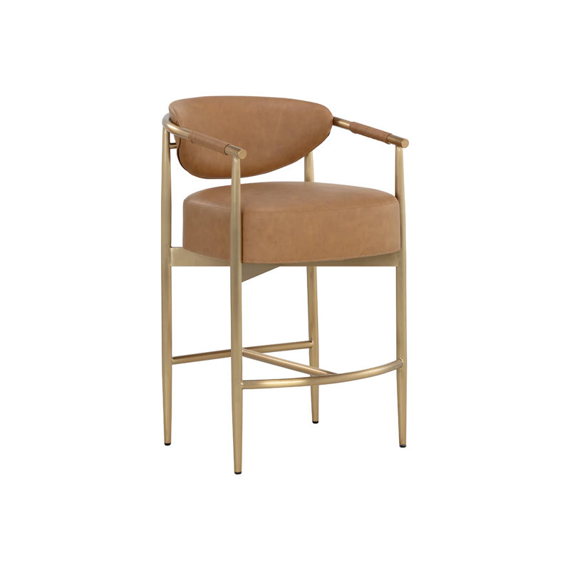 Heloise Counter Stool - Milliken Cognac, Brown, Counter Stool (26.25” Seat Height)