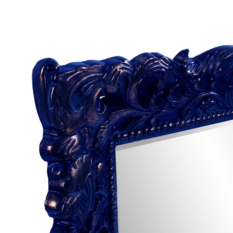Miroir décoratif biseauté Luise, Bleu marine