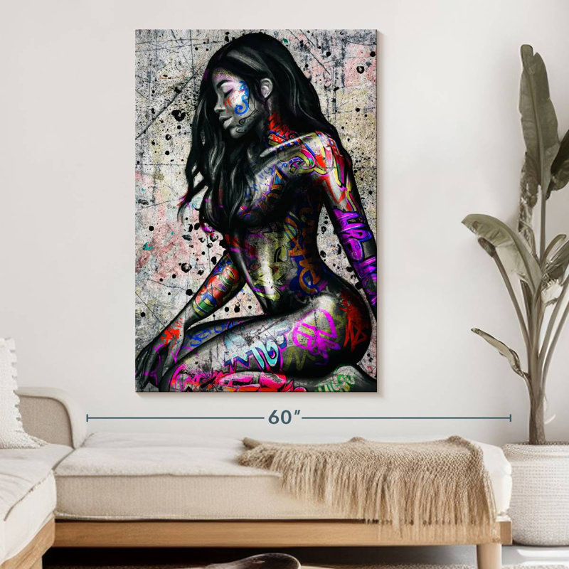 Séduction africaine sur toile, H 51 po x l 34 po x P 1,25 po
