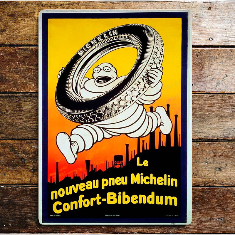Michelin Tires Le Nouveau Pneu - No Frame Print on Metal, 40cm H x 28cm W